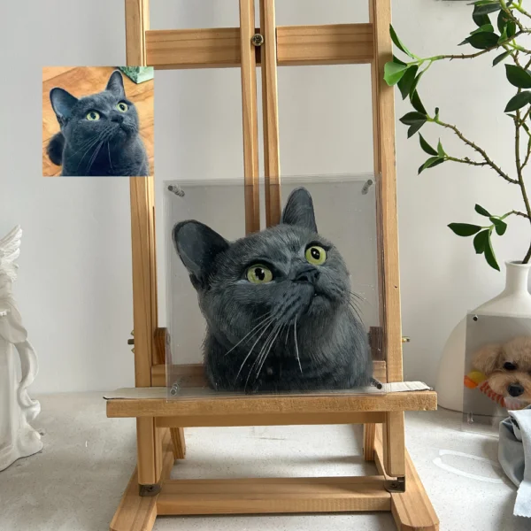 3D glass pet portrait of dog and cat, custom memorial gift
