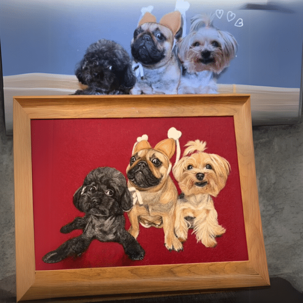 Flat Pet Felt Painting-three pet - Image 4