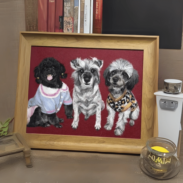 Flat Pet Felt Painting-three pet - Image 3