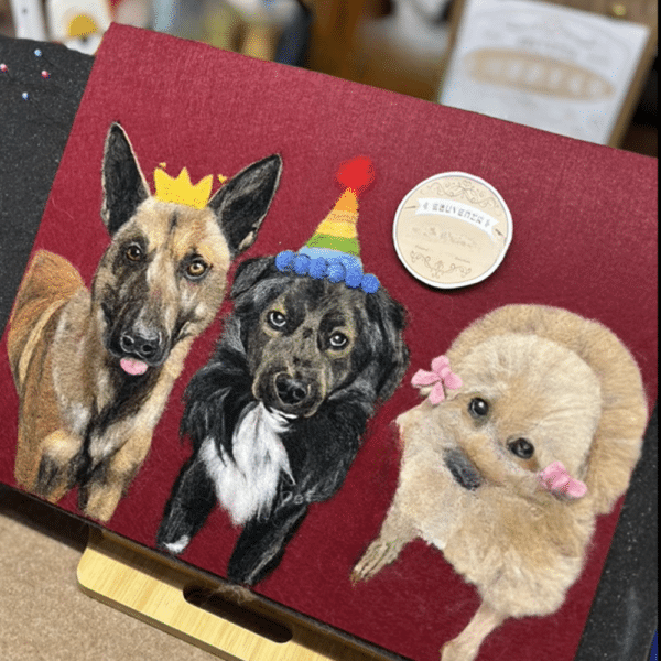 Flat Pet Felt Painting-three pet