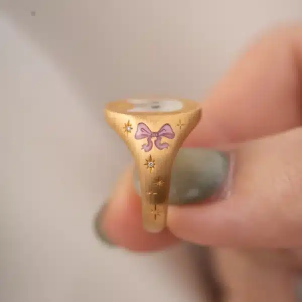 Vintage Blossom Bow Tie Enamel Ring ﻿ - Image 6