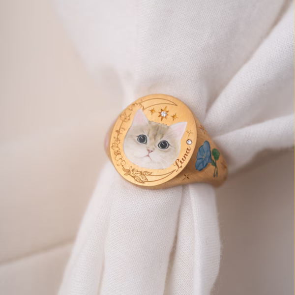 Vintage Blossom Bow Tie Enamel Ring ﻿ - Image 2
