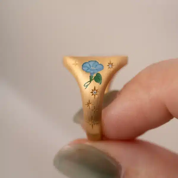 Vintage Blossom Bow Tie Enamel Ring ﻿ - Image 3