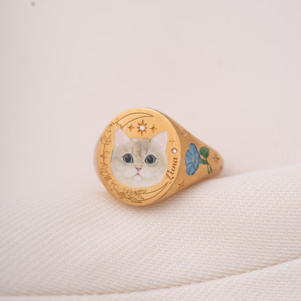 Vintage Blossom Bow Tie Enamel Ring ﻿