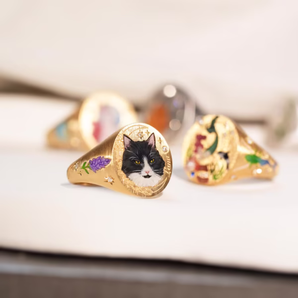 Lavender Grace – Bow & Bloom Gold Enamel Ring - Image 6