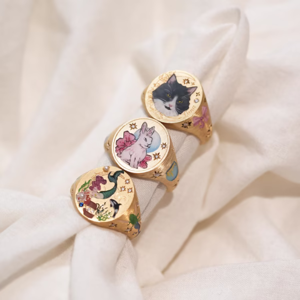 Lavender Grace – Bow & Bloom Gold Enamel Ring - Image 7