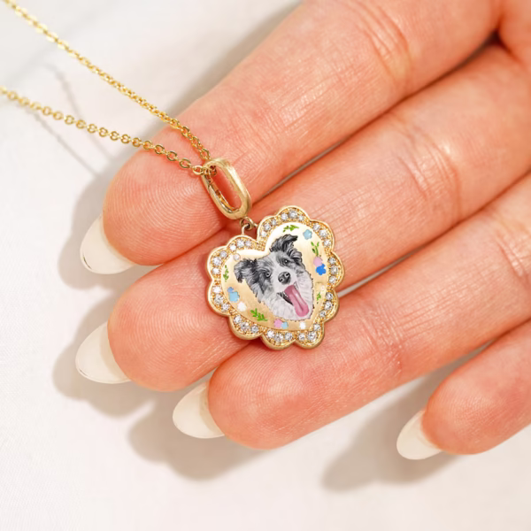 Hear-Shaped Enamel Necklace & Bezel Edge - Image 7