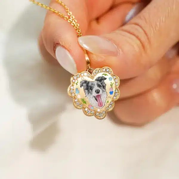 Hear-Shaped Enamel Necklace & Bezel Edge - Image 6