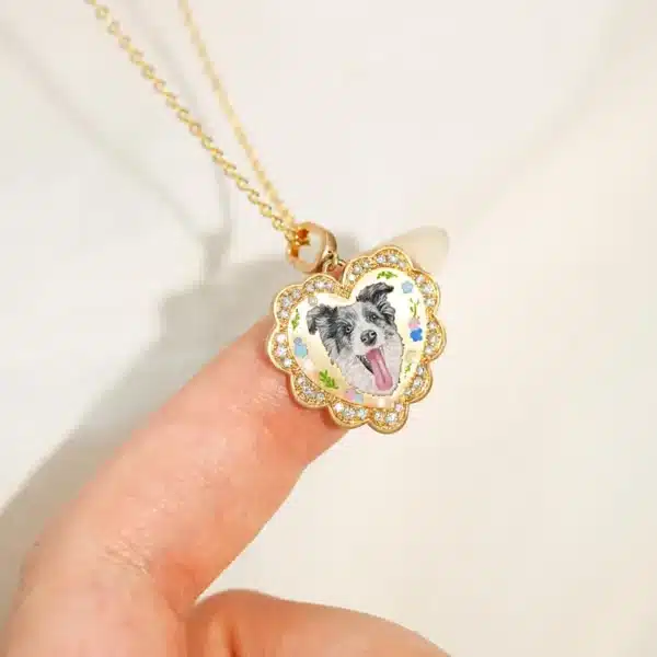 Hear-Shaped Enamel Necklace & Bezel Edge - Image 5