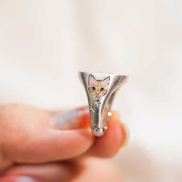 Pink Ribbon Pet Ring – Full Custom Portrait on Both Sides - Image 7