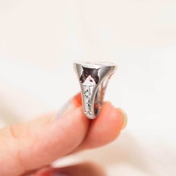 Pink Ribbon Pet Ring – Full Custom Portrait on Both Sides - Image 6