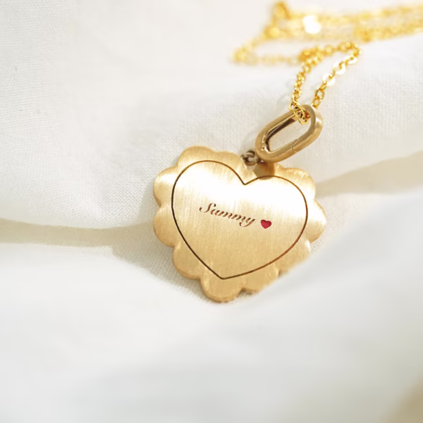 Hear-Shaped Enamel Necklace & Bezel Edge - Image 4