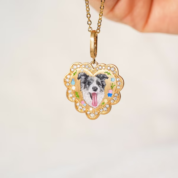 Hear-Shaped Enamel Necklace & Bezel Edge - Image 3