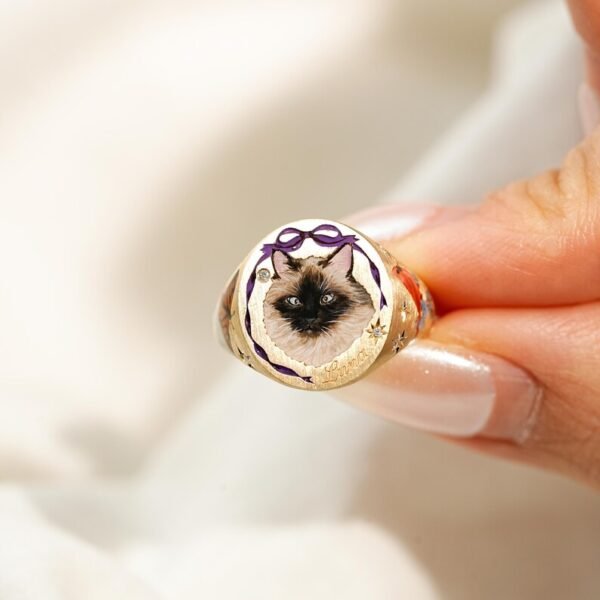 Vintage Blossom Bow Tie Enamel Ring ﻿ - Image 4