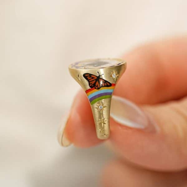 Vintage Blossom Bow Tie Enamel Ring ﻿ - Image 7