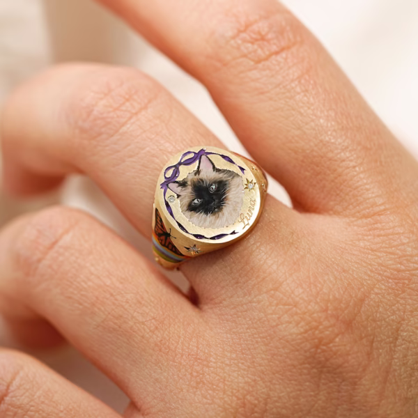 Vintage Blossom Bow Tie Enamel Ring ﻿ - Image 8