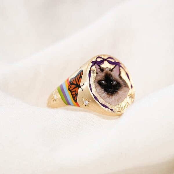 Vintage Blossom Bow Tie Enamel Ring ﻿ - Image 3