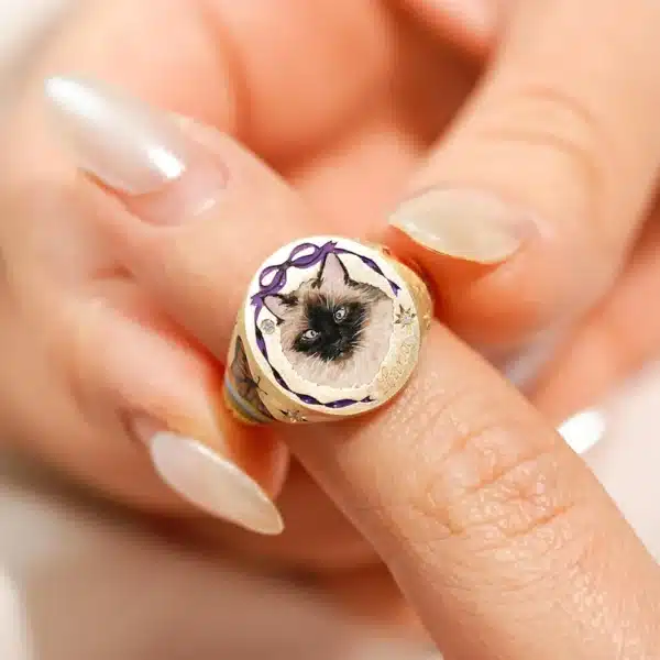 Vintage Blossom Bow Tie Enamel Ring ﻿ - Image 5