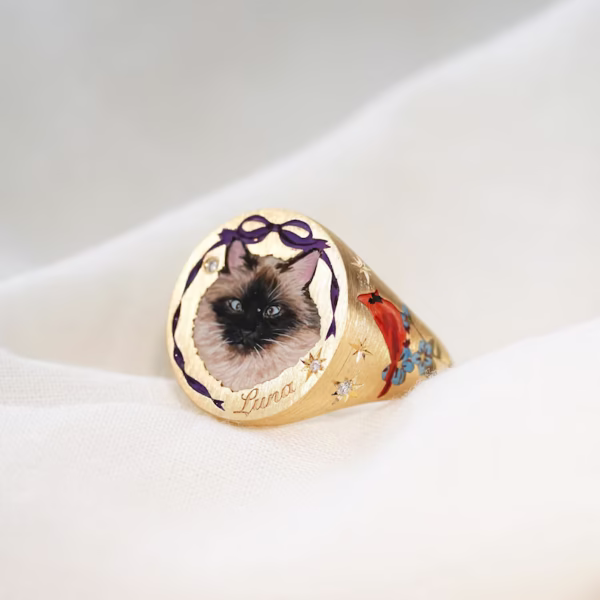 Vintage Blossom Bow Tie Enamel Ring ﻿